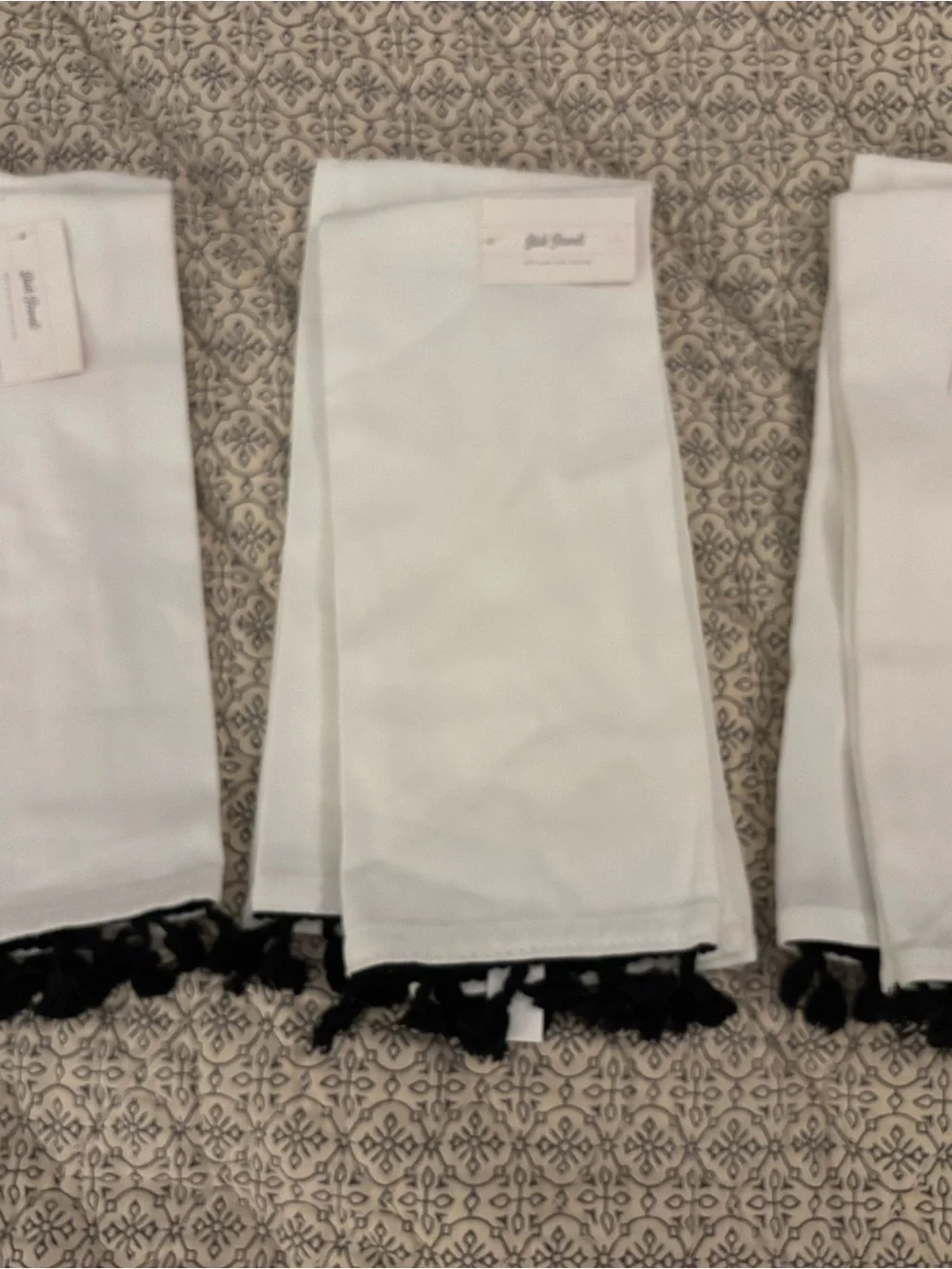 Three sets of 2 dish towels. Minimalist black and white.